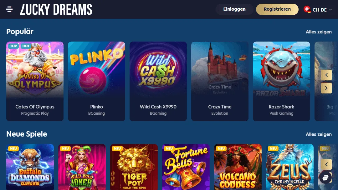 Spiele im Lucky Dreams Casino Katalog