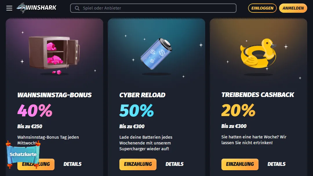 Bannières de bonus de rechargement Winshark