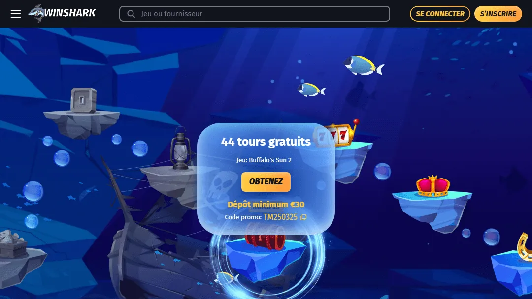 Bonus actuel de Winshark sur la carte au trésor